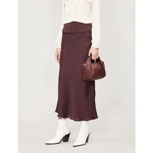 Free People Bias Cut Silk Skirt